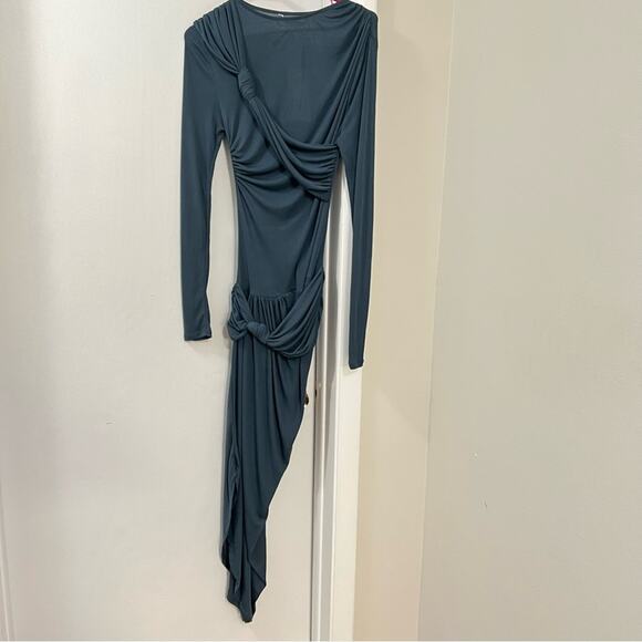 Zara KNOTTED ASYMMETRIC DRESS Size Large - Picture 7 of 10